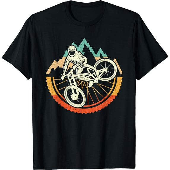 Mountain Bike Downhill Biker Vintage Men Boys MTB T-Shirt Black 4X-Large