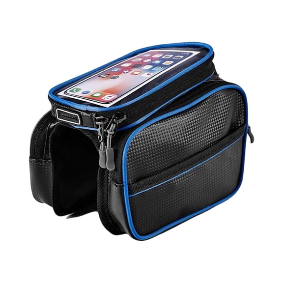 Mountain Bike Front Frame Bag, Large-Capacity Saddle Bag With Sensitive Touch Screen Mobile Phone Pocket, Reflective Safety Design For Outdoor Adventures