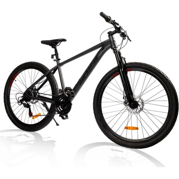 Mountain Bike for Men/Women, 27.5" Sizes, 21-Speed Twist Shifting, Disc Brakes, Adult MTB Bicycle with Suspension Fork, Easy Assembly, Ideal for Adventurers, Grey(ZT)