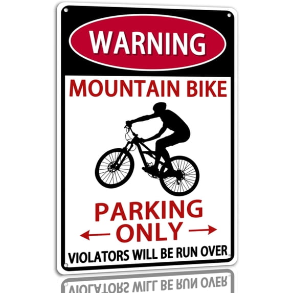 Mountain Bike Parking Only Metal Tin Sign Violators Will Be Run Over Warning Signs Funny Decor Signs For Garage Yard Home 8x12 Inch