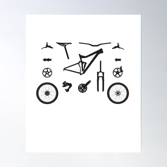 Mountain Bike Parts - Mtb Gear Poster Wall Art, Modern Wall Decor, 8x12 UNFRAMED