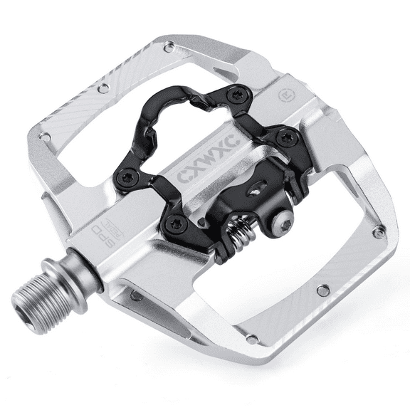 Mountain Bike Pedals Dual Function - Dual Sided Pedals Plat & SPD Clipless Pedal - 3 Sealed Bearings, 9/16” Bicycle Platform MTB Pedals