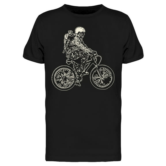 Mountain Bike Rider Backpack T-Shirt Men -Image by Shutterstock, Male Large