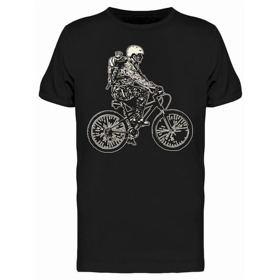 Mountain Bike Rider Backpack Tee Men's -Image by Shutterstock