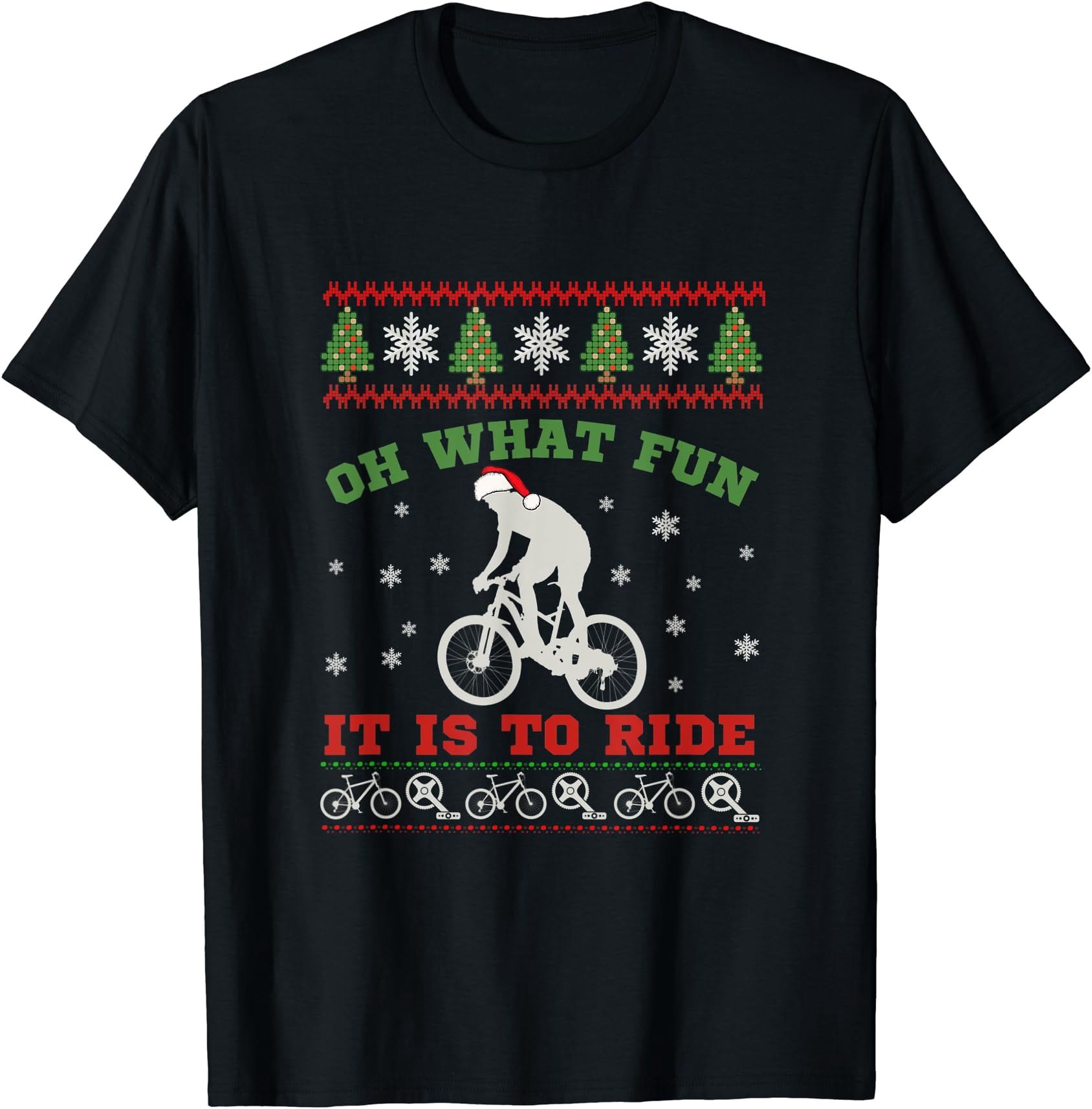 Mountain Bike Rider Oh What Fun Christmas Sweater T-Shirt - Walmart.com