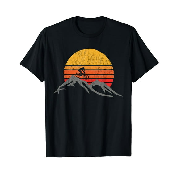 Mountain Bike Vintage Sunset Design Graphic Vintage Men T-Shirt