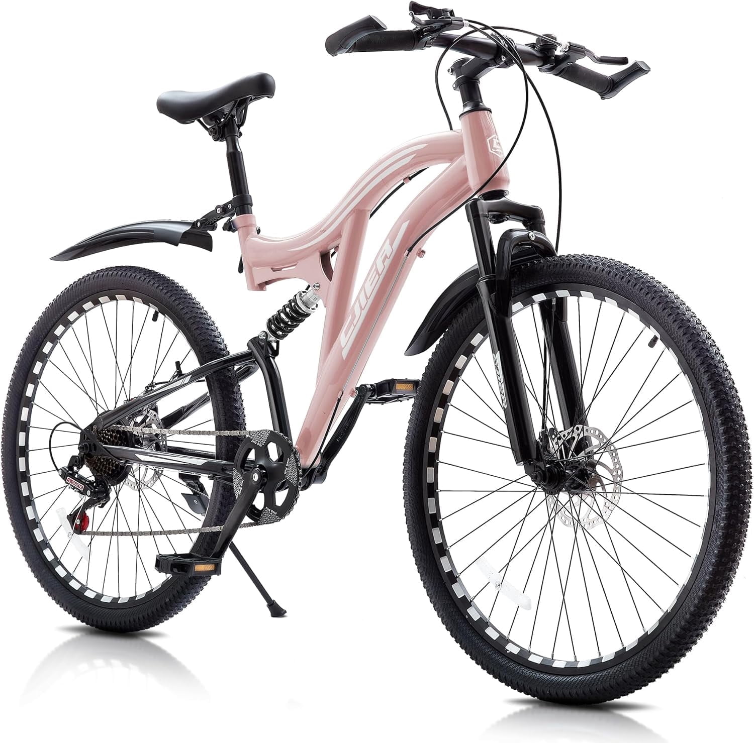 Akaber Mountain Bike for Boys, 20" Kids Bicycles Full Dual Suspension MTB Bicycle, 7-Speed High-Carbon Steel Frame, Double Disc Brake