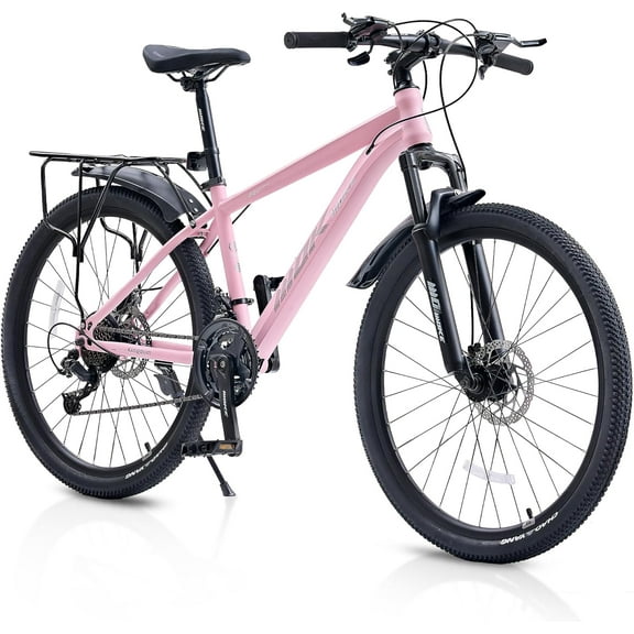 Mountain Bike for Kids, Wanan 26" Kids Bike for Boys and Girls, Bicycles with Dual Disc Brakes, 21-Speed Drivetrain, Rear Rack