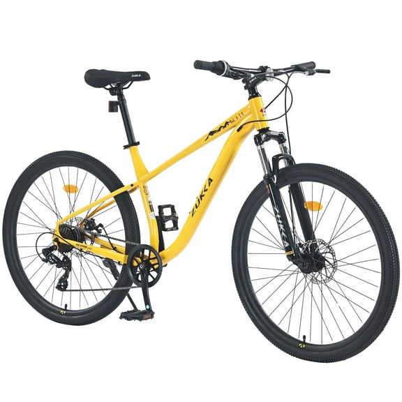 Juuar 27.5" Mountain Bike for Men, 8 Speed Disc Brake City Bike, Front Suspension Comfort Steel Frame Commuter Bicycle, Yellow
