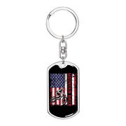 Mountain Biker Flag Cycling Dog Tag Keychain Stainless Steel Silver Tone or Gold Tone