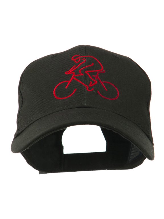 Mountain Biker Outline Embroidered Cap - Black OSFM