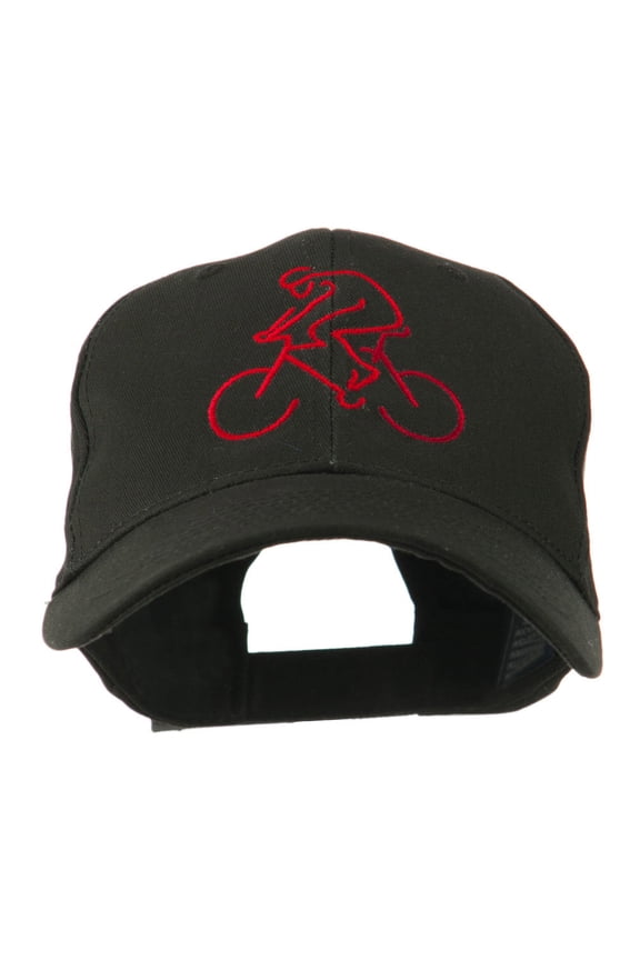 Mountain Biker Outline Embroidered Cap - Black OSFM
