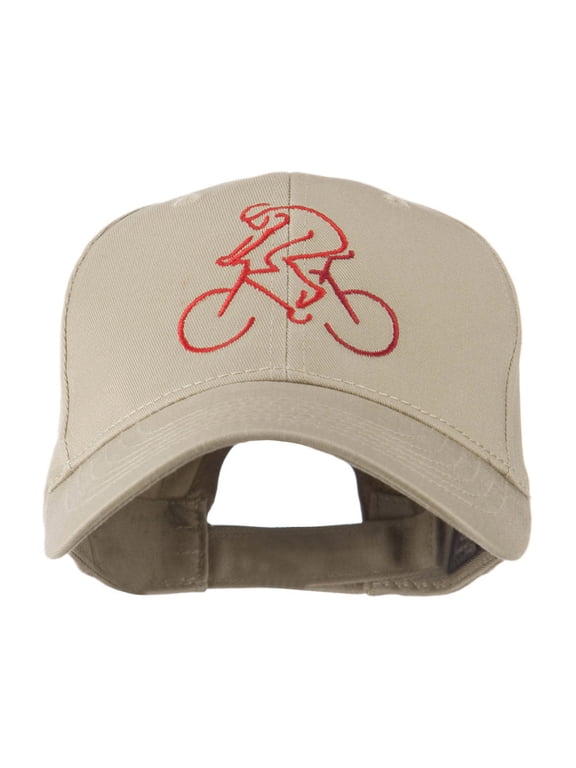 Mountain Biker Outline Embroidered Cap - Khaki OSFM