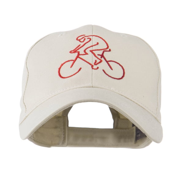 Mountain Biker Outline Embroidered Cap - Stone OSFM