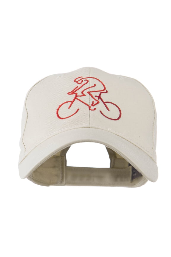 Mountain Biker Outline Embroidered Cap - Stone OSFM
