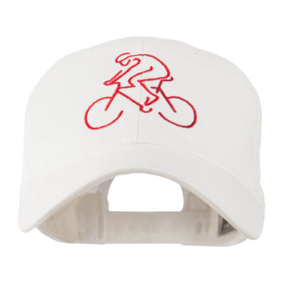 Mountain Biker Outline Embroidered Cap - White OSFM