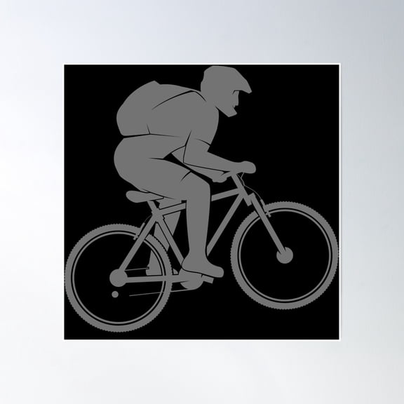 Mountain Biker Silhouette Poster Wall Art, Modern Wall Decor, 16x16 UNFRAMED