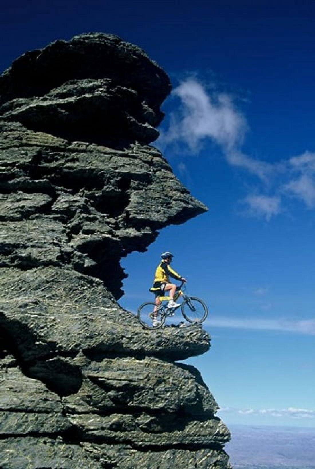 Mountain Biker and Rock Tor Dunstan Mountains Central Otago Canvas Art - David Wall DanitaDelimont (23 x 34)