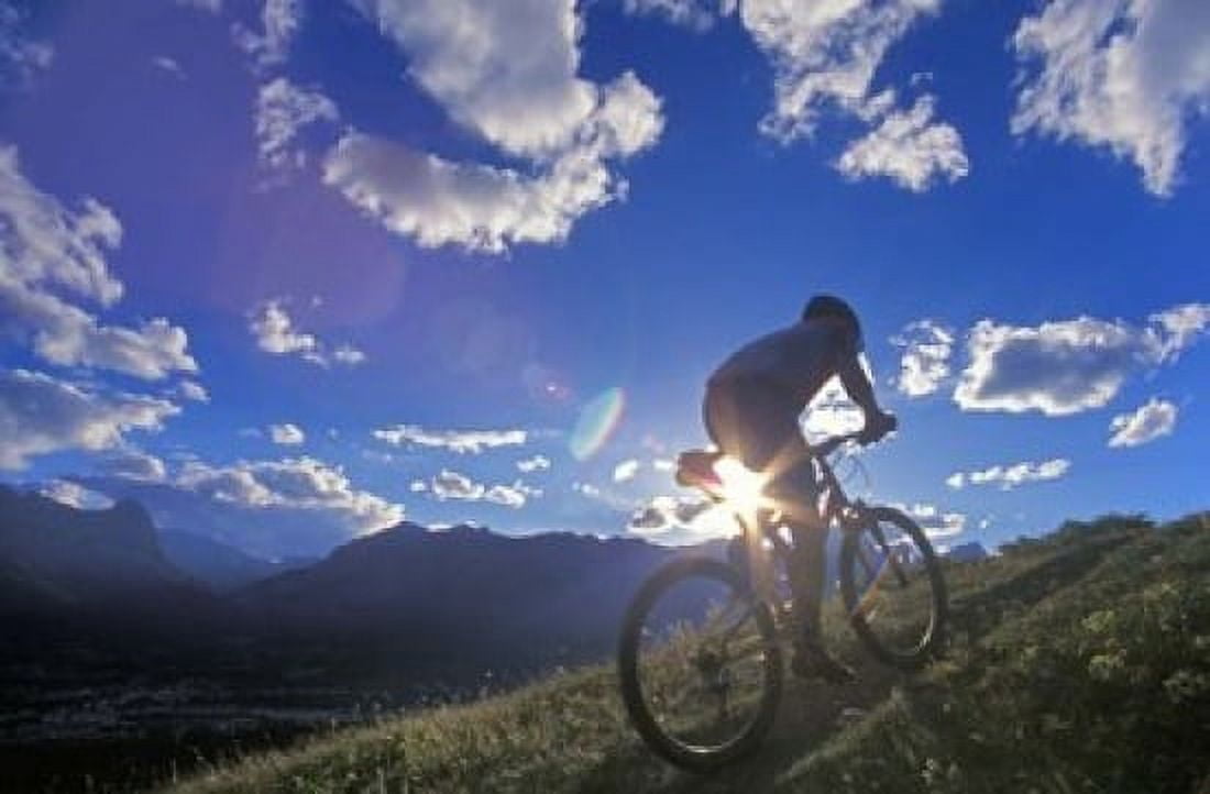Mountain Biker at Sunset Canmore Alberta Canada Canvas Art - Chuck Haney DanitaDelimont (36 x 24)
