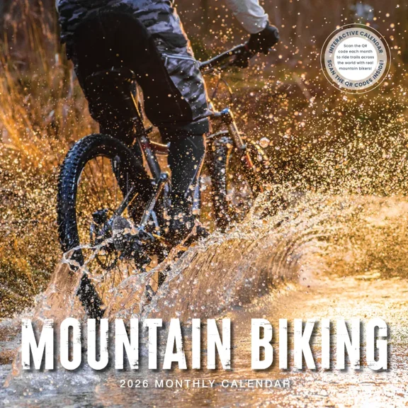 Mountain Biking Calendar 2026 | 12" x 24" Interactive Cycling Wall Calendar 16 Month | Marble City Press