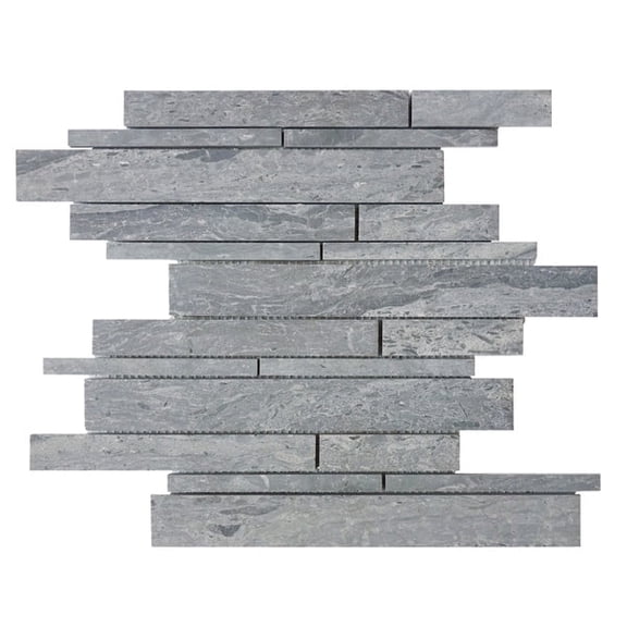 Mountain Blue Random Strip 13-in x 12-in Honed Marble Mosaic Floor and Wall Tile(( 5.4 sq. ft. /Box )