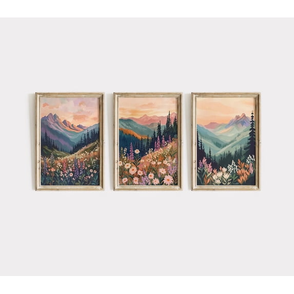 Mountain Boho Of Three Modern Farmhouse Bohemian Poster, Set 3, Poster ...