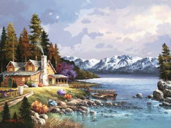 Mountain Cabin Canvas Art - James Lee (18 x 24)