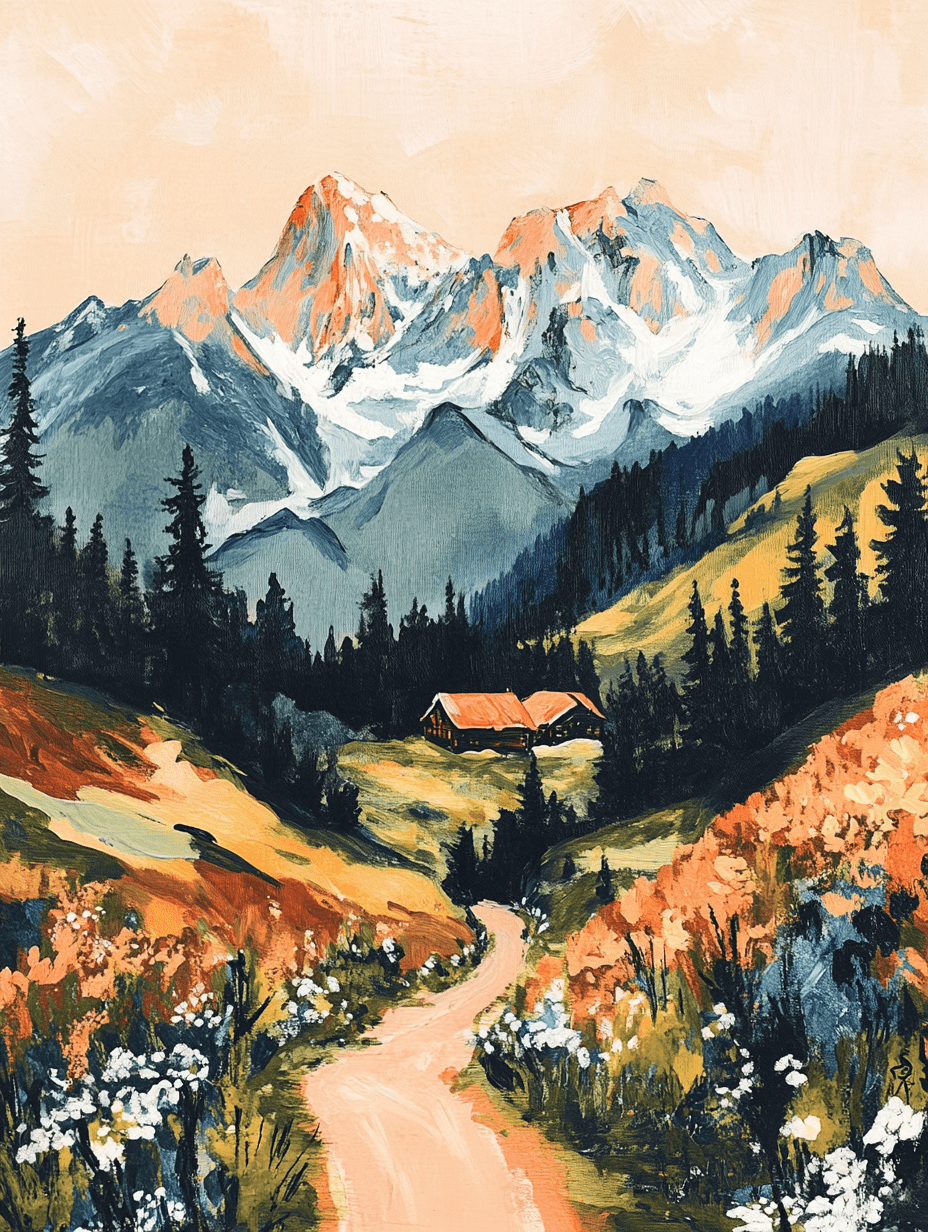 Mountain Cabin Landscape Canvas Wall Art Perfect for Living Room ...
