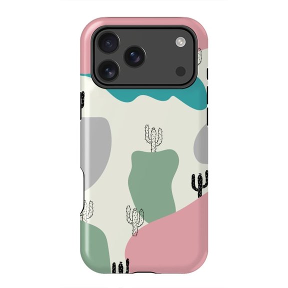 Mountain Cactus Desert Nature Minimal Landscape Case for iPhone 17 16 15 14 13 12 11 Pro Max