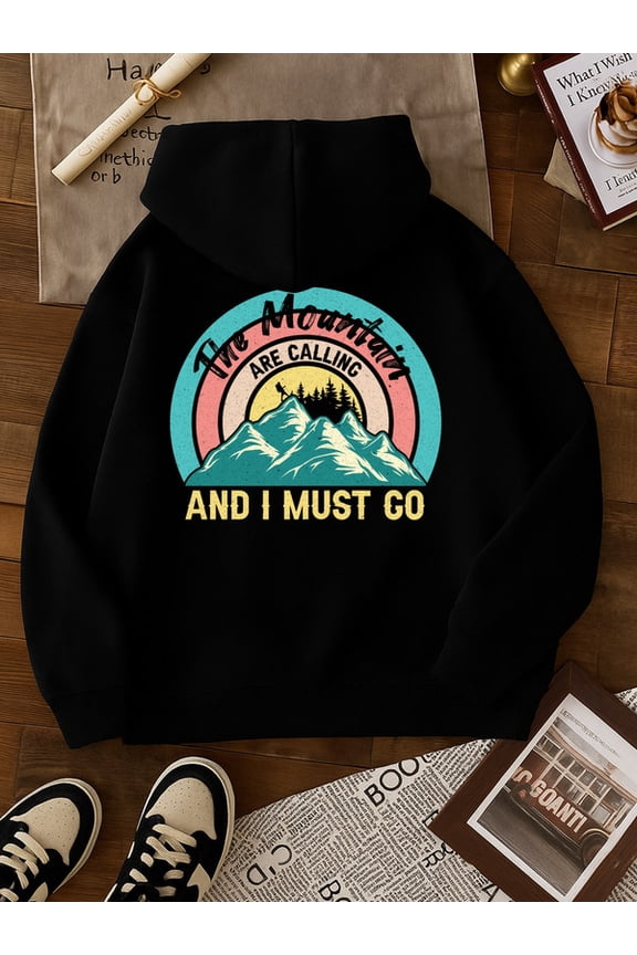 Mountain Calling Hoodie graphic hoodies Camping men's funny hoodies black autumn and winter season graphic autumn spring vintage winter halloween beer guys Vintage Unisex hoodie