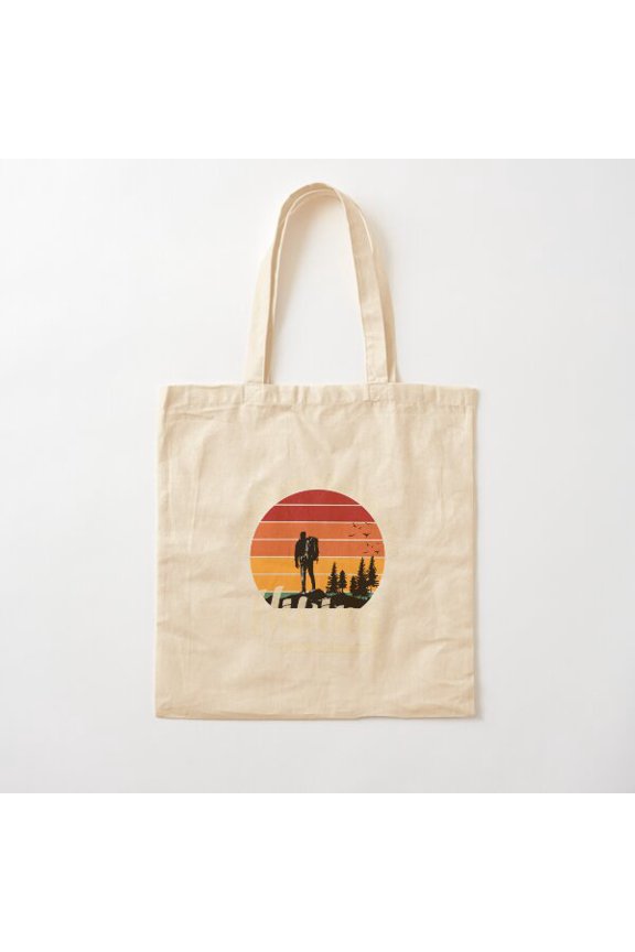 Mountain Calling Us Hiking Canvas Tote Bags, Reusable Shopping Bag