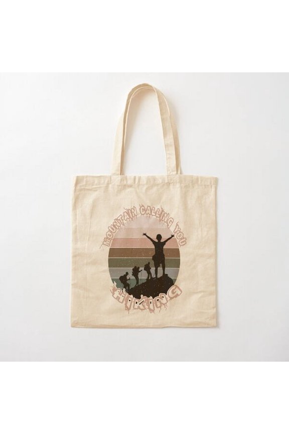 Mountain Calling You Hiking Style 002 Canvas Tote Bags, Reusable Shopping Bag