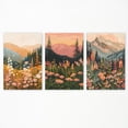thumbnail image 1 of Mountain Canvas Wall Art, Daisy Flowers Field Landscape Poster, Boho Sunset Wall Print for Nursery Bedroom, Set of 3 Rustic Floral Picture Wall Decor, Nature Wildflower Art Wrapped Canvas, 1 of 6