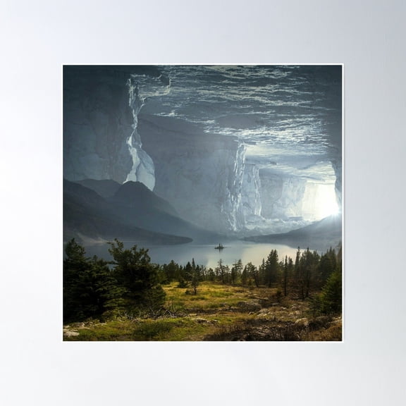 Mountain Cave Poster Wall Art, Modern Wall Decor, 16x16 UNFRAMED