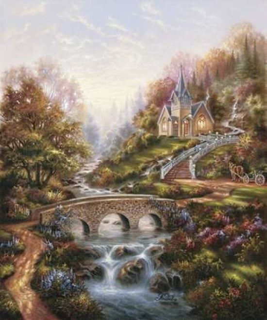 Mountain Chapel Canvas Art - Klaus Strubel (20 x 24)