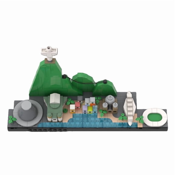 Mountain City Skyline Landscape MOC Building Blocks Display Model
