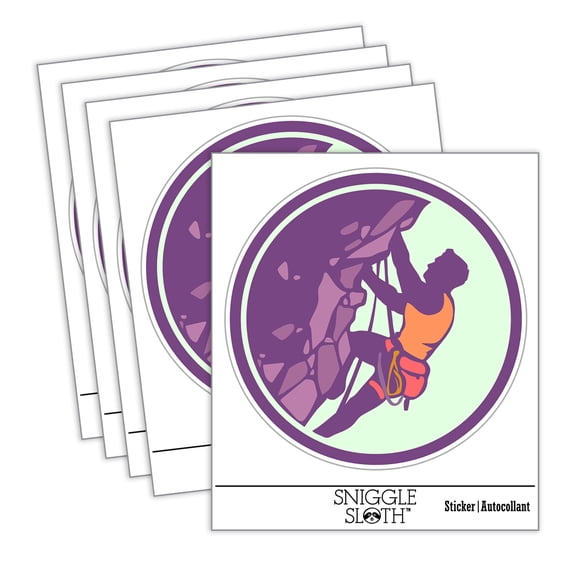 Mountain Climber Rock Climbing Hiking Car Window Bumper Water Bottle Phone Tablet Laptop Waterproof Vinyl Decal Sticker Set 5-Pack - Gloss Finish - 2.0"