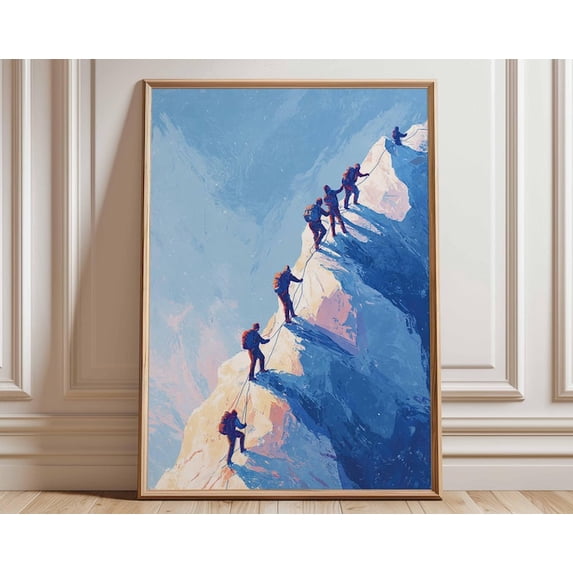 Mountain Climbing Alpine Expedition Wall Art Print, Unframed Paper Poster 16x20in