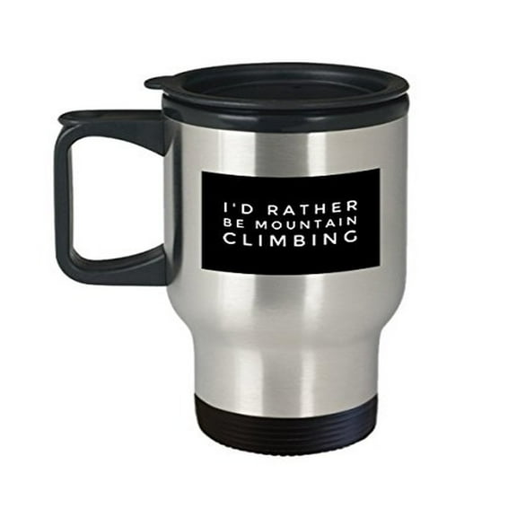 Mountain Climbing Travel Mug - 14 oz Stainless Steel Coffee Cup - Outdoor Enthusiast Gift