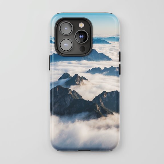 Mountain Cloud For All iPhone Series Protective Phone Case Nature Landscape Blue Green White
