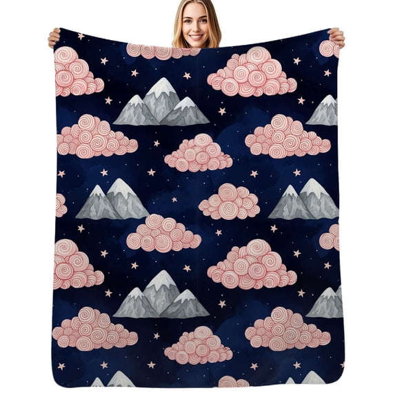 Mountain Clouds Night Sky Flannel Blanket Warm Soft Bedding Throws Winter Camping Chair Sofa Bed