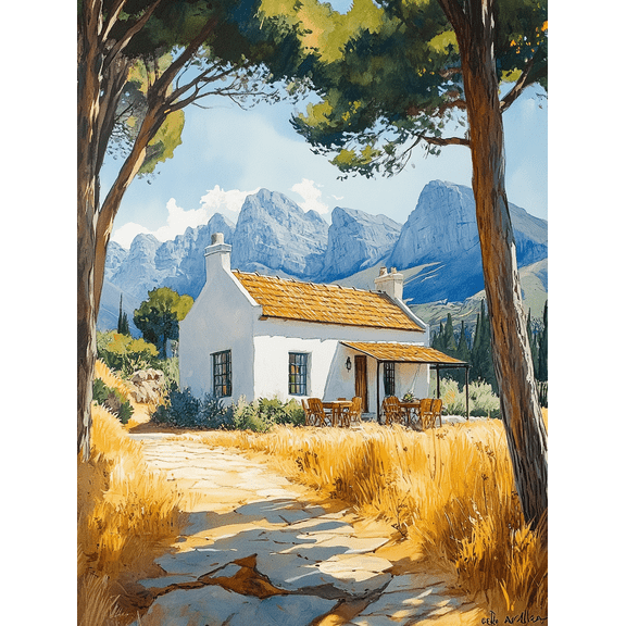 Mountain Cottage Landscape Canvas Print/Wall ArtSuitable for Living RoomDining RoomOfficeHotel Decoration