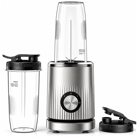 Smoothie Blender, 450W Personal Blender for Kitchen and Blend Shakes,Smoothies,Frozen Drinks, Baby Food with 2 No-BPA Portable Cups-Silver