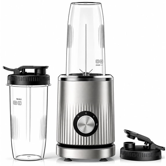 Smoothie Blender, 450W Personal Blender for Kitchen and Blend Shakes,Smoothies,Frozen Drinks, Baby Food with 2 No-BPA Portable Cups-Silver