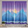 thumbnail image 1 of Mountain Curtains 2 Panels Set, Cartoon Woodland Landscape with Fir Trees at Sunset Kids Fairytale, Window Drapes for Living Room Bedroom, 55W X 39L Inches, Purple Blue and Yellow, by Ambesonne, 1 of 3