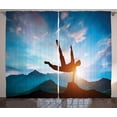 thumbnail image 1 of Mountain Curtains 2 Panels Set, Man Jumping over Rocks Action Mountains Recreation Scenic Sunset Landscape Image, Window Drapes for Living Room Bedroom, 108W X 63L Inches, Multicolor, by Ambesonne, 1 of 3