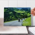 thumbnail image 1 of Mountain Cutting Board, Bikers Riding on Mountainous Highway in the Alpine Mountains Digital Art Print, Decorative Tempered Glass Cutting and Serving Board, Small Size, Hunter Green, by Ambesonne, 1 of 1