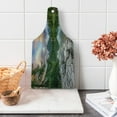 thumbnail image 1 of Mountain Cutting Board, Idyllic View with Tree on Still Lake Surrounded by Mountains and Moody Sky Image, Tempered Glass Cutting and Serving Board, Wine Bottle Shape, Multicolor, by Ambesonne, 1 of 1