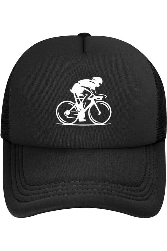 Mountain Cyclists Baseball Cap Classic Solid Color Adjustable Mesh Baseball Cap for Men Women Black