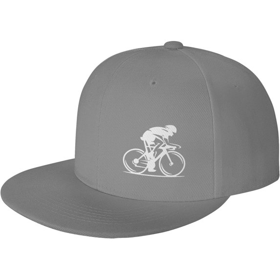 Mountain Cyclists Flat Brim Hat Classic Fashion Trucker Adjustable Brim Baseball Cap for Men Women Black